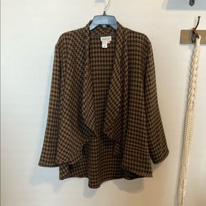 Coldwater Creek brown houndstooth flowy jacket XL